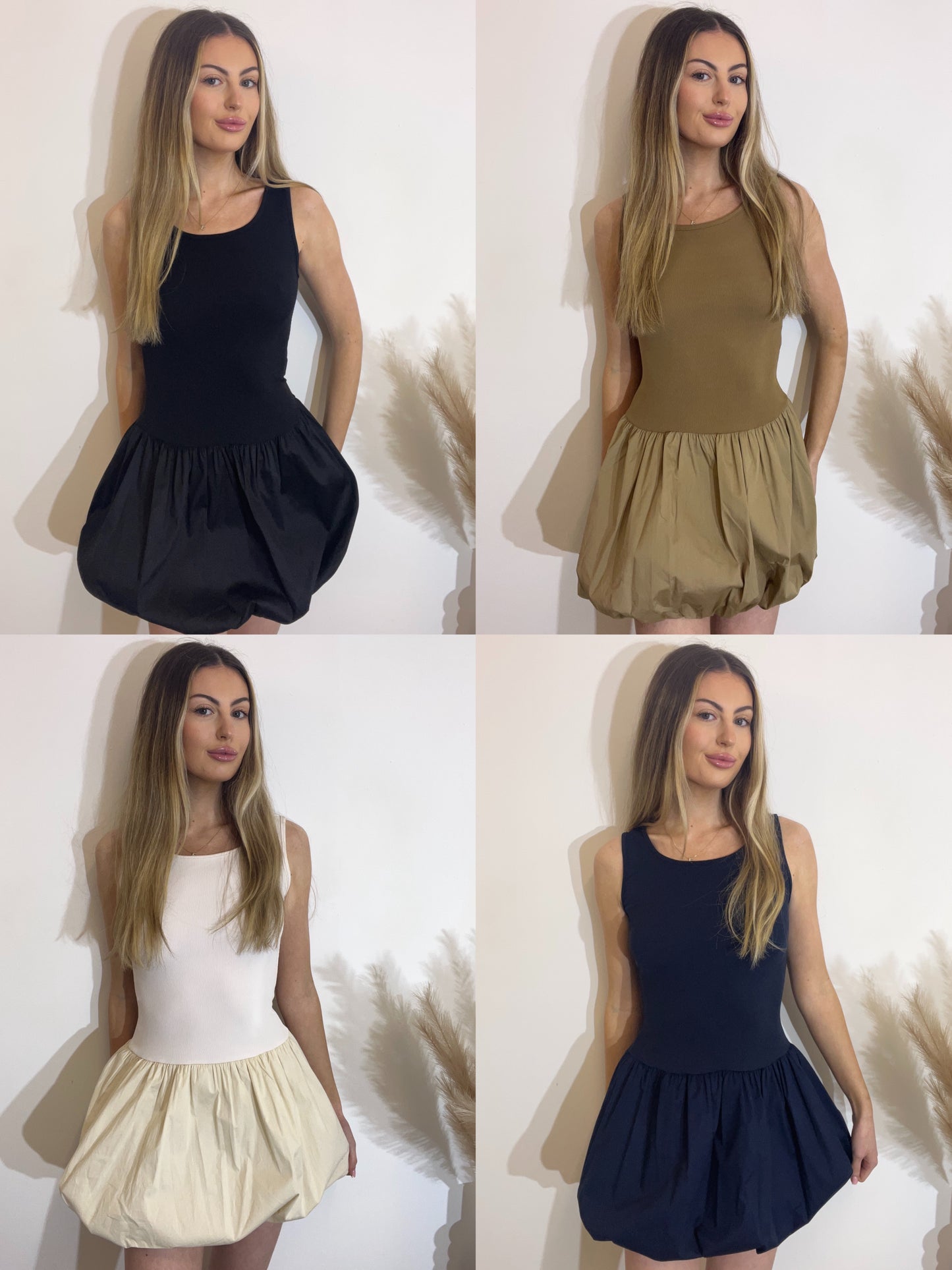 Sleeveless Puff Ball Mini Dress