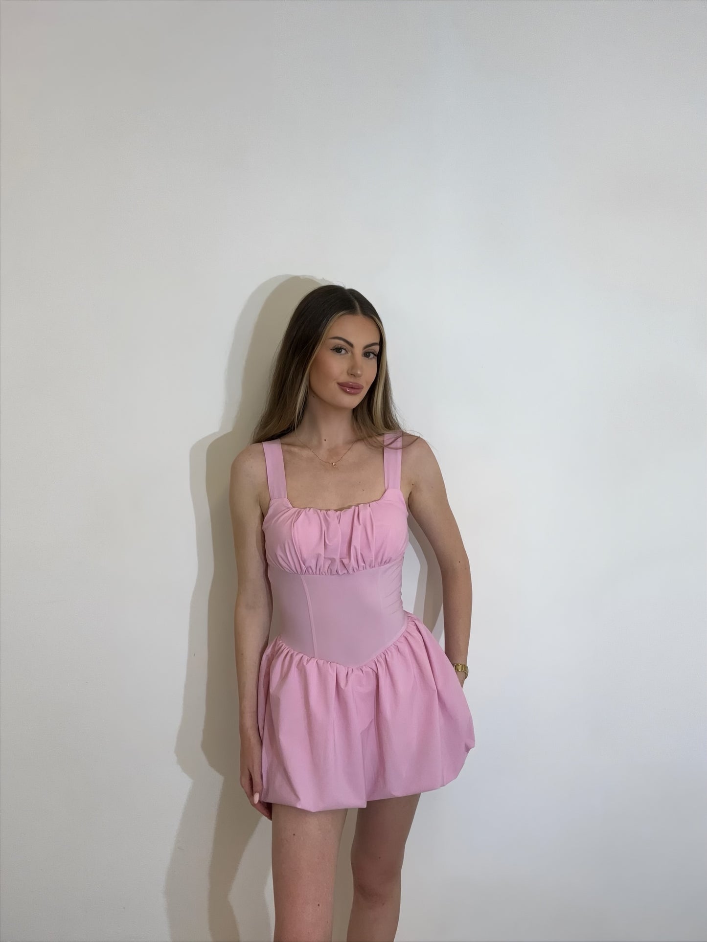 Sleeveless Puff Ball Mini Dress