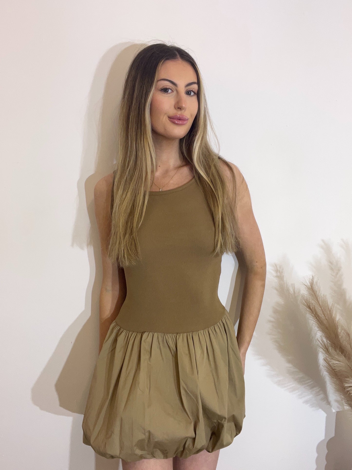 Sleeveless Puff Ball Mini Dress