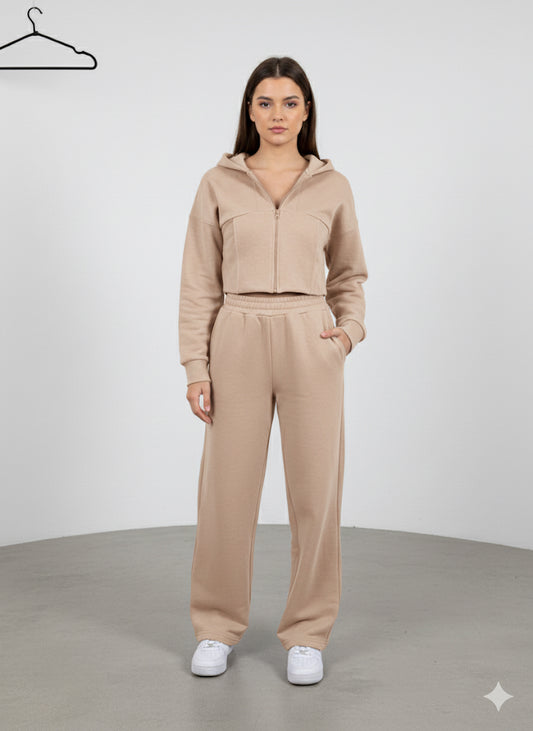 Wide Leg Jogger and Zip Up Hoodie With Contouring Waist Tracksuit