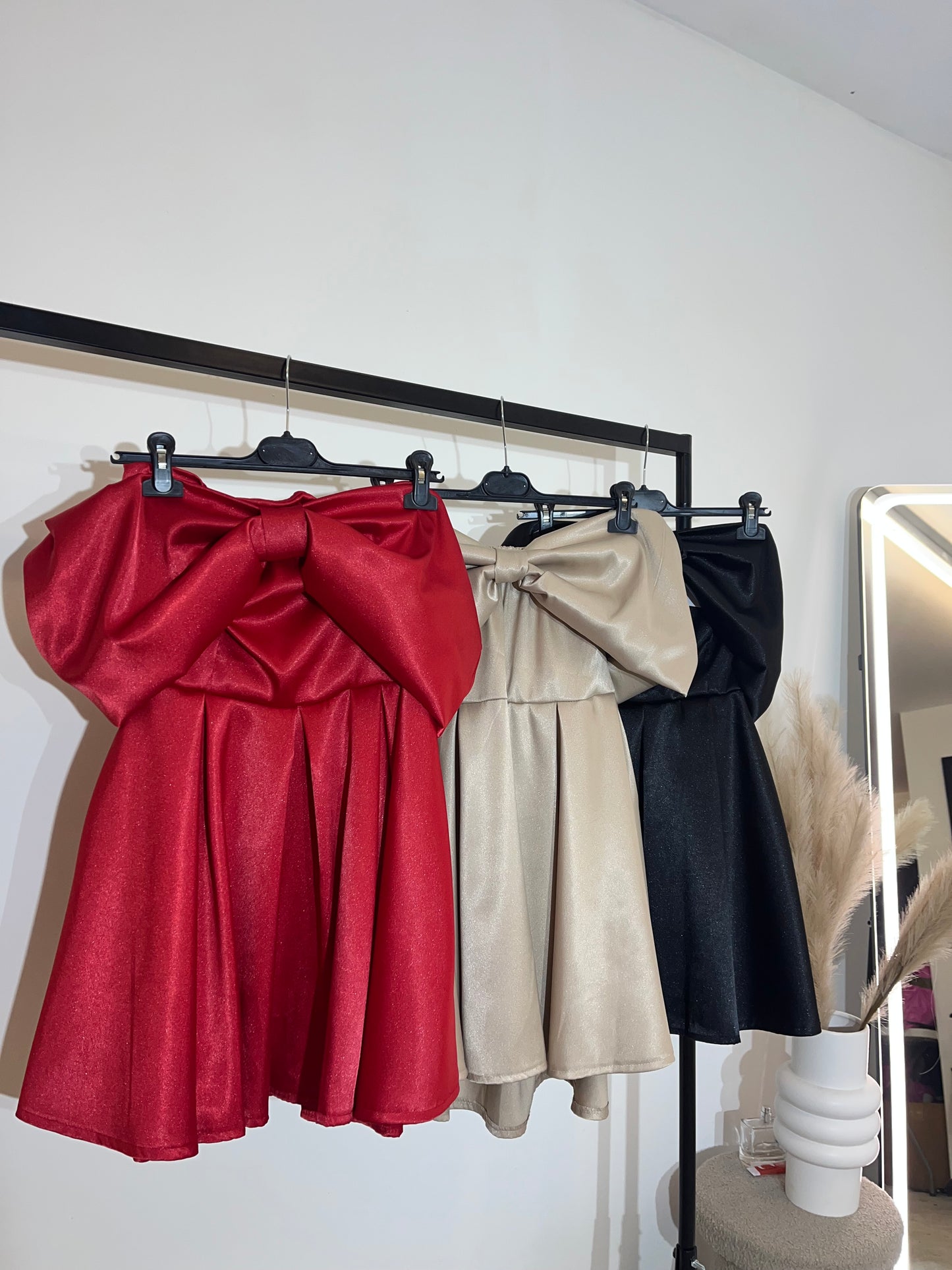 Satin Bow Detail Bandeau Dress