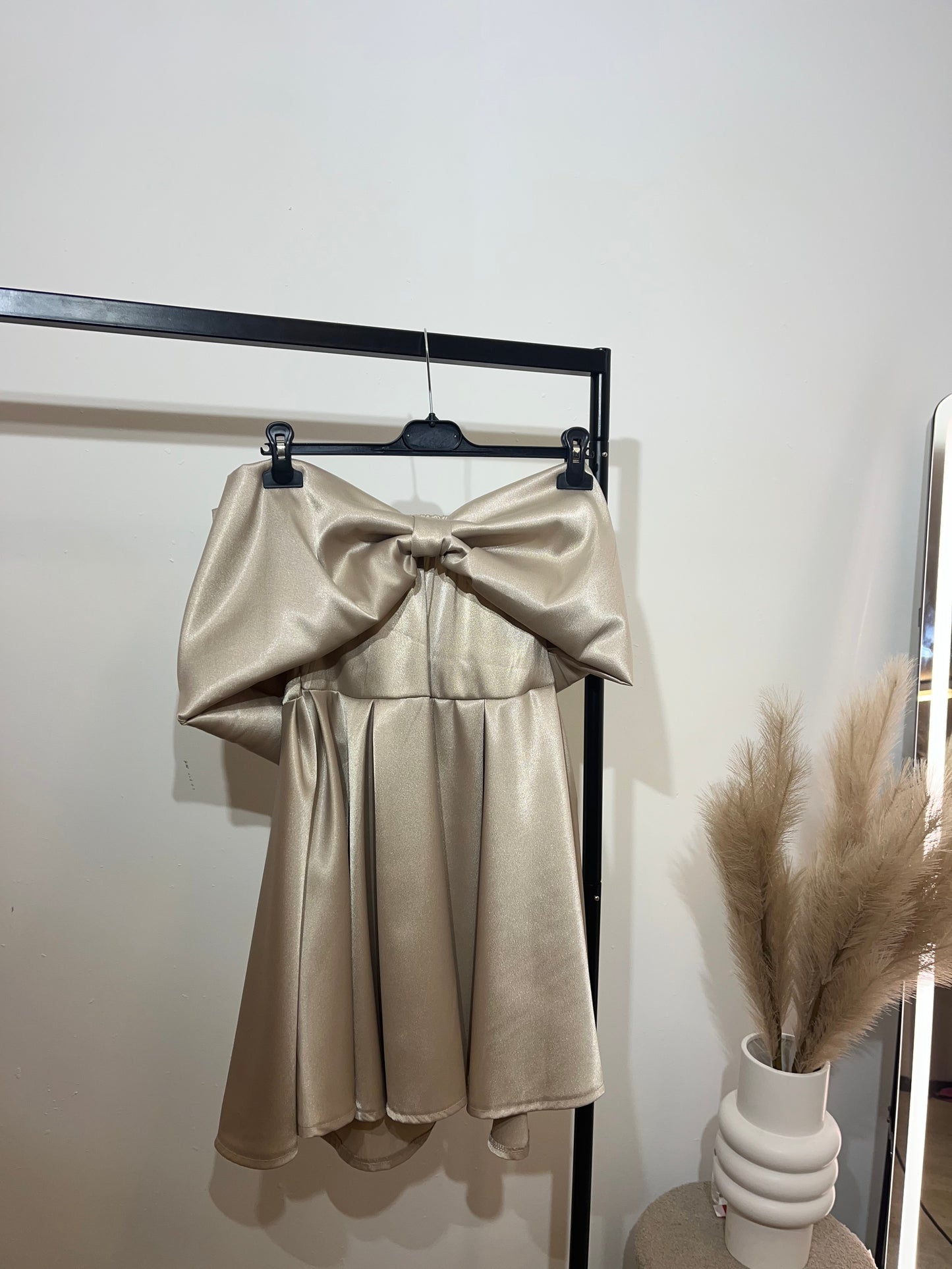 Satin Bow Detail Bandeau Dress
