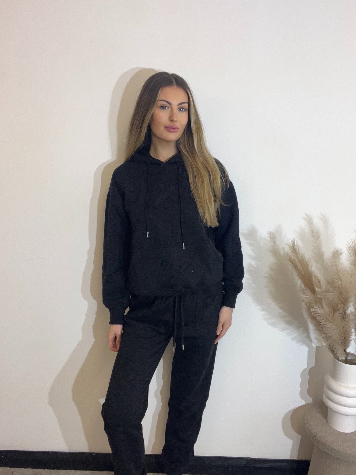 Cross Embroidery Detail Hoodie and Cuff Jogger Tracksuit