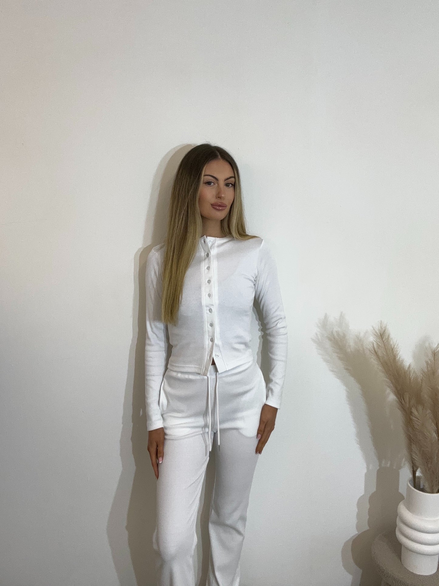 "Molly" Ribbed Button Up Top and Trouser Set